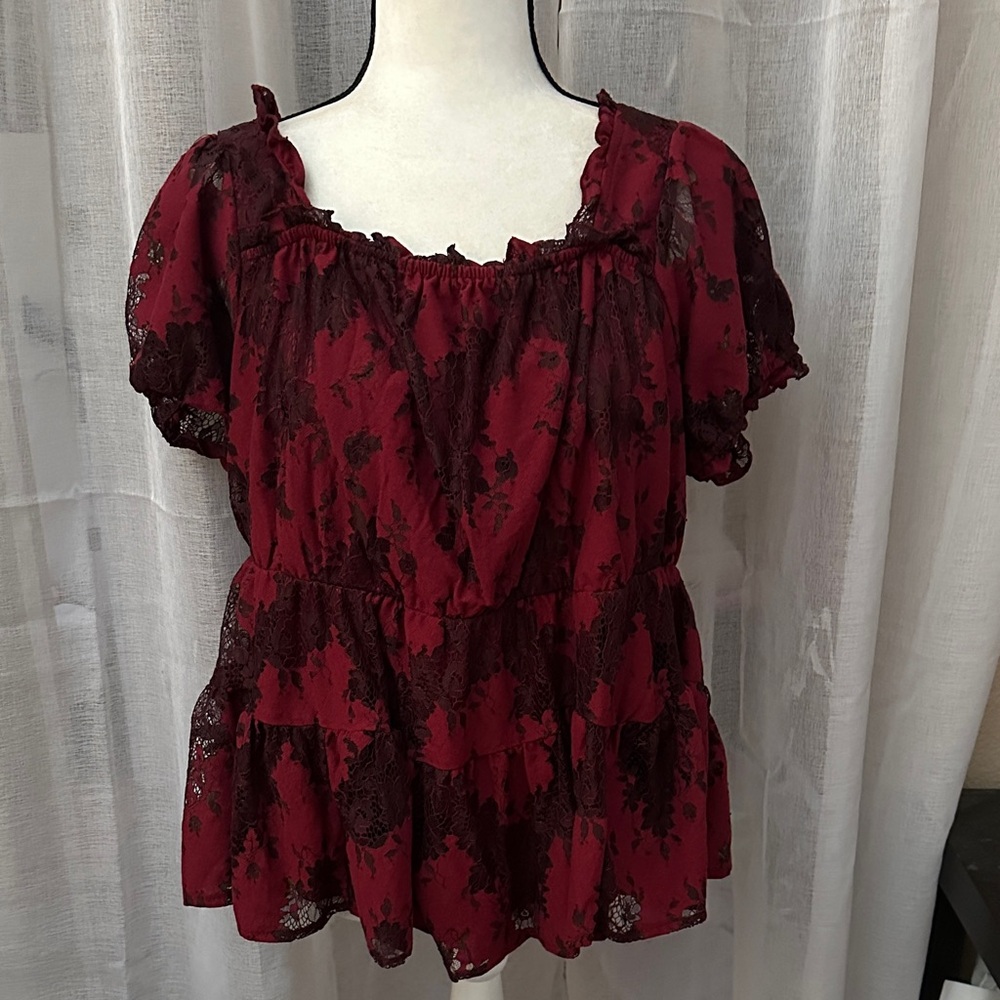 Torrid Burgundy Lace Blouse
